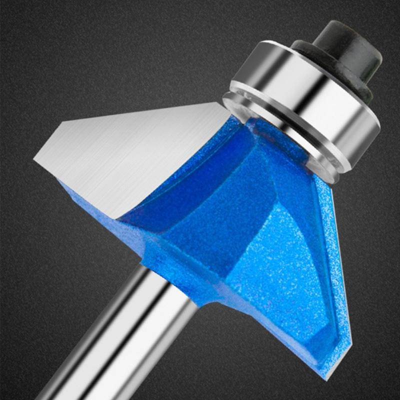 4 шт. Фреза со скруглением 1/4"/1/2" для деревообработки, 45 градусов, с верхним подшипником, фаска