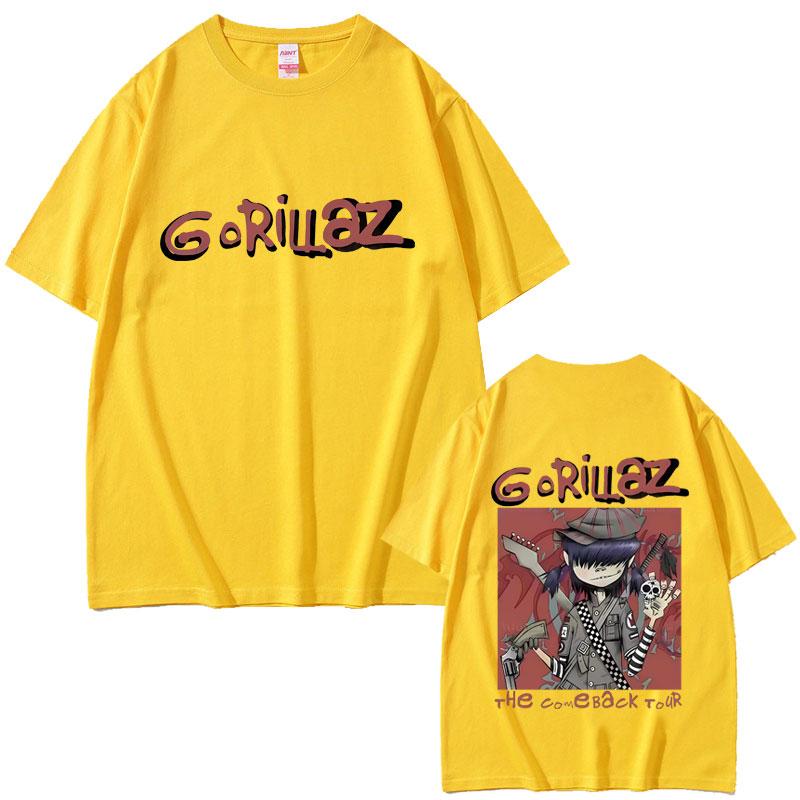 Rock Band Gorillaz The Come Back Tour Tshirt Men Women Hip Hop Fashion Oversized Streetwear Male Gothic Punk Short Sleeve Tees