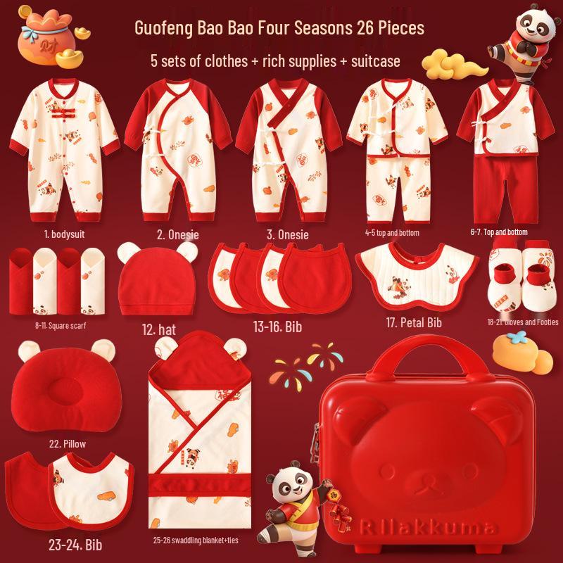 Премиум Хлопковый Подарочный Набор для Новорожденных Класса А - Праздник Новорожденных Красная Панда.