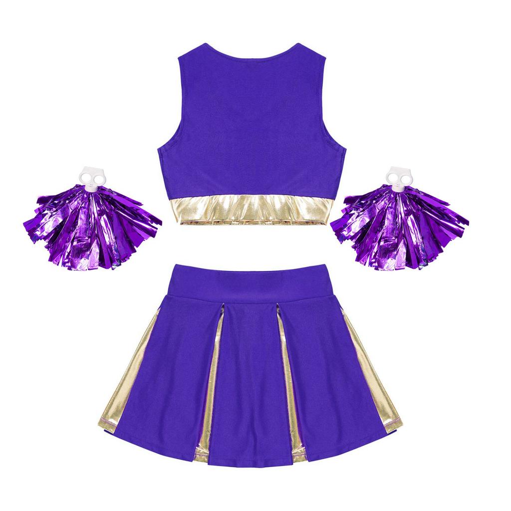 Топ без рукавов с буквенным принтом, плиссированная юбка и цветочный шар, детский комплект одежды для черлидинга в стиле пэчворк для девочек