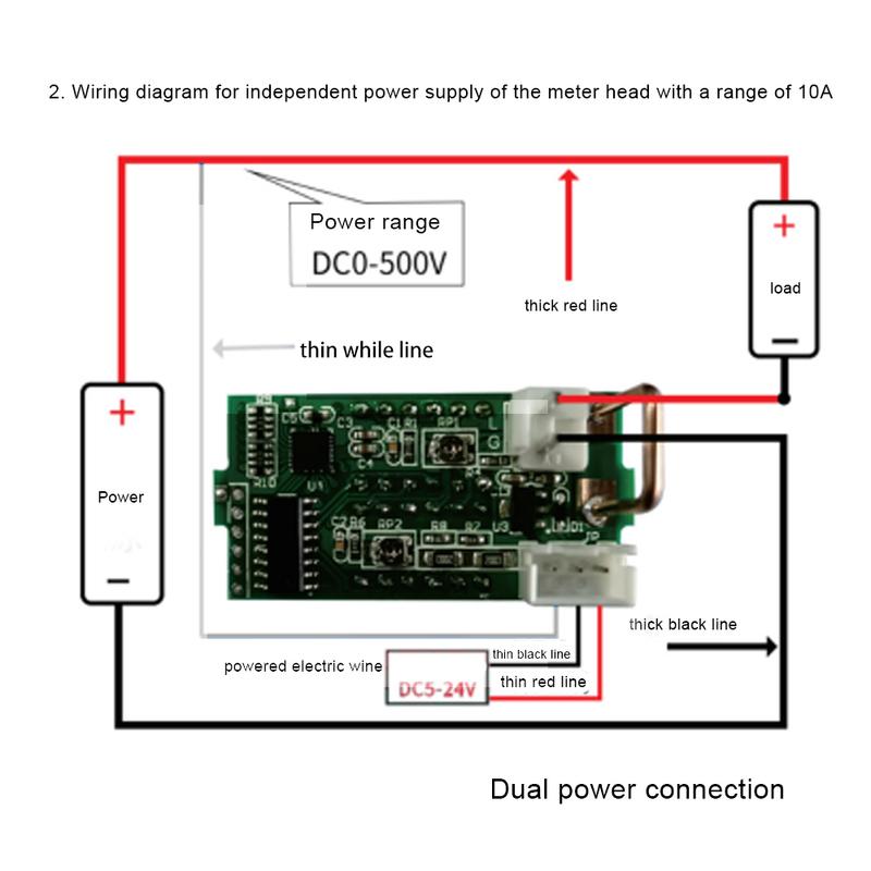 DC 500V 10A Digital Voltmeter Adjustable Voltmeter Ammeter 0.28 inch 4-Digit Red Blue LED Dual Display Amp Volt Meter Gauge
