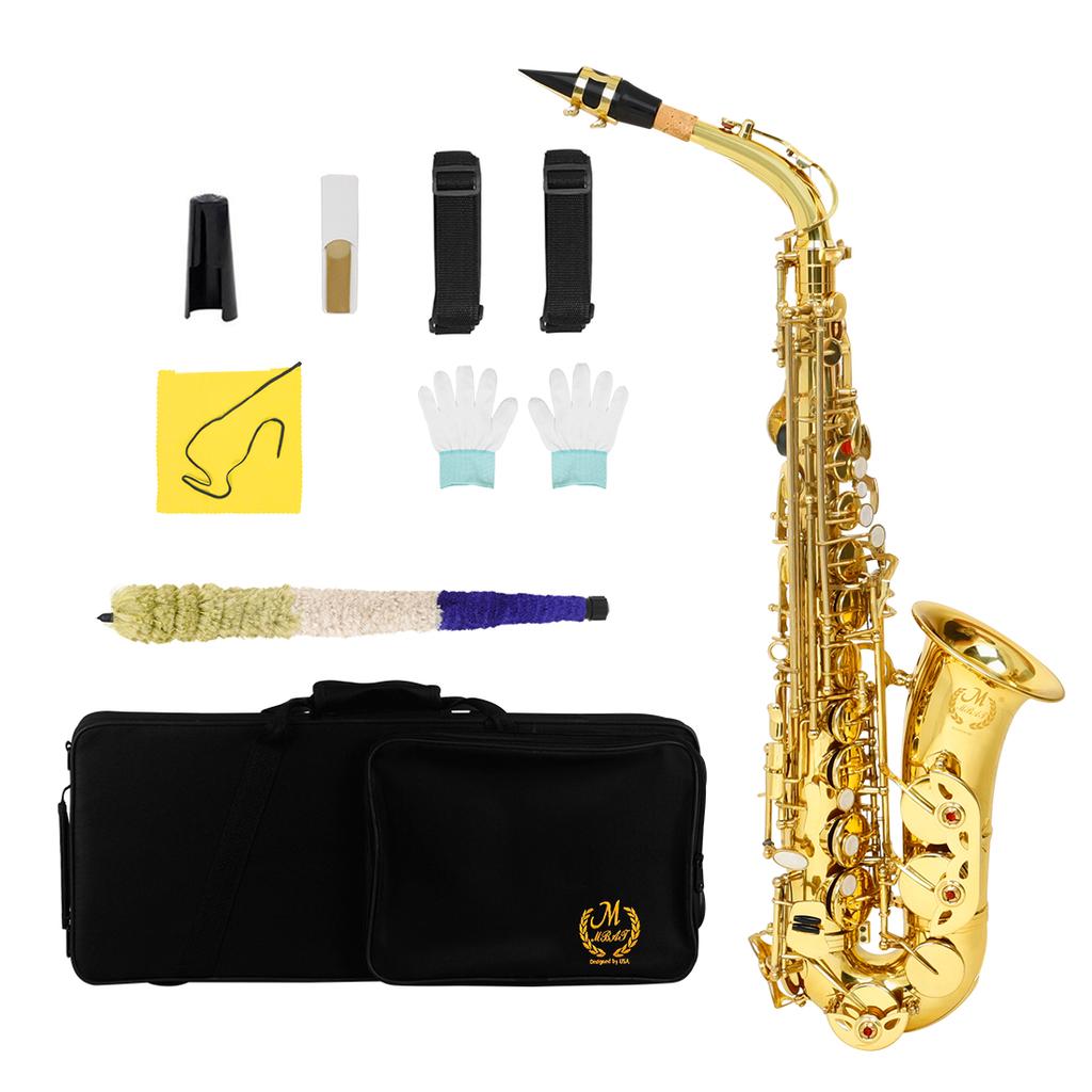 M MBAT Eb Alto Saxophone E Flat Premium Brass Saxofone Woodwind Instrument Saxophone Set with Case Gloves Accessories