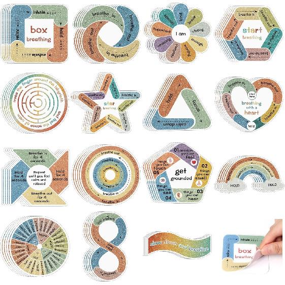 75Pcs Calm Stickers for Anxiety Sensory Textured Sensory Stickers Anti Stress Anxiety Relief Items Boho Calm Sticker Bulk Waterproof Fidget Adults