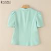 ZANZEA Женская классическая блузка с коротким рукавом для лета