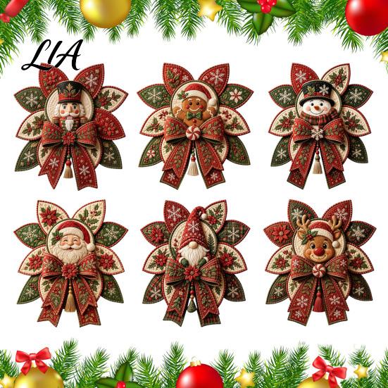 Handmade Fabric Decorations Christmas Quilt Bow DIY Sewing Kit, 3D Decorative Ornament, Pre-cut Quilting Projects for Beginners And Step-by-Step Guide