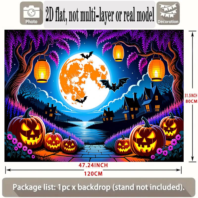 Party Backdrop Halloween Flat Banners Spooky Night Scenery Celebrations Wedding Enthusiasts Photo Background Decor Front Door Decor