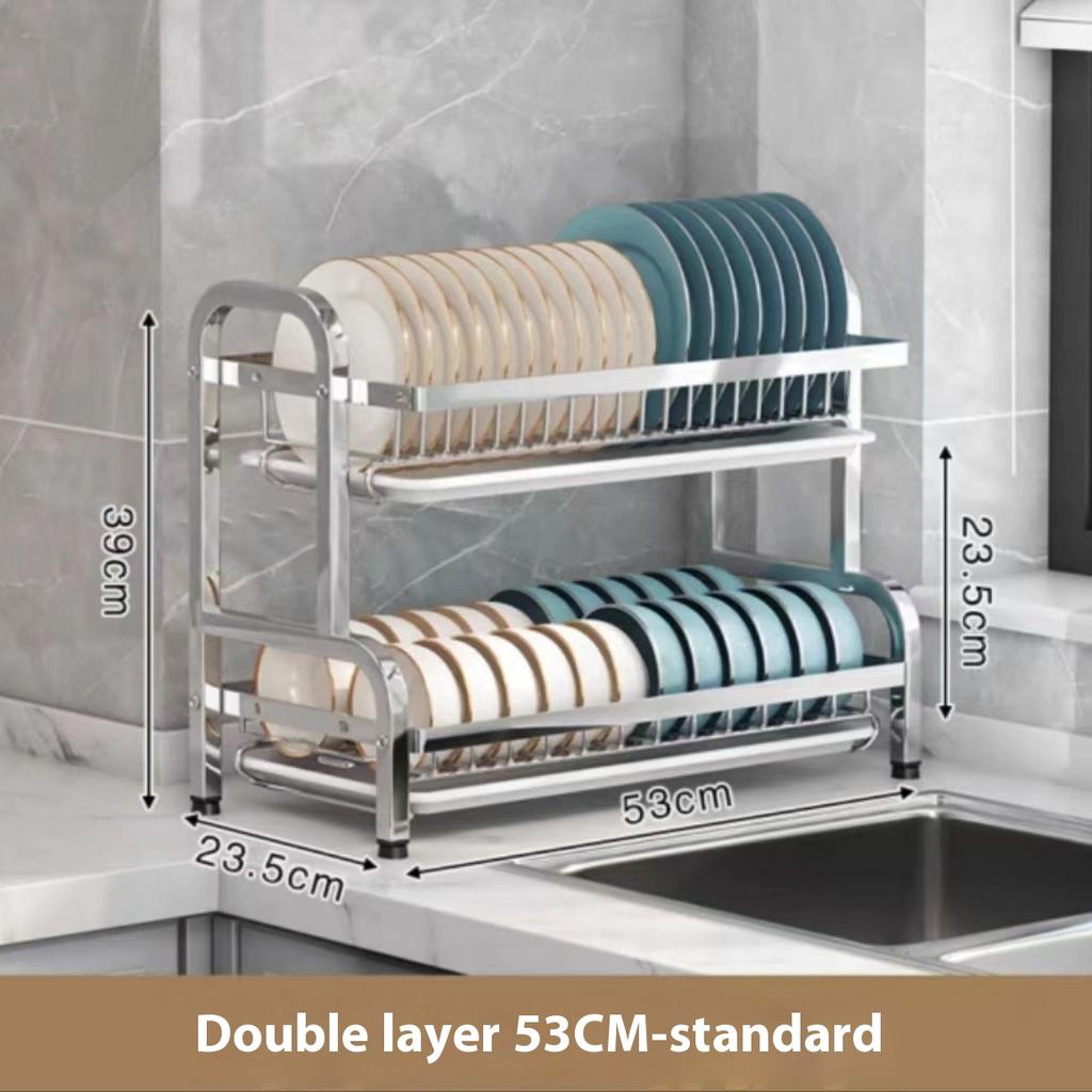 В наличии Кухонная полка для хранения из нержавеющей стали 304 Полка для тарелок и сушки Многофункциональная полка для тарелок Хранение тарелок и палочек для еды