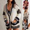 2024 Autumn and Winter V Neck Knitted Cardigan Jacket Women Fashion Pocket Plus Size Cardigans Sweater for Women Vintage Casual Loose Knitwears 25112