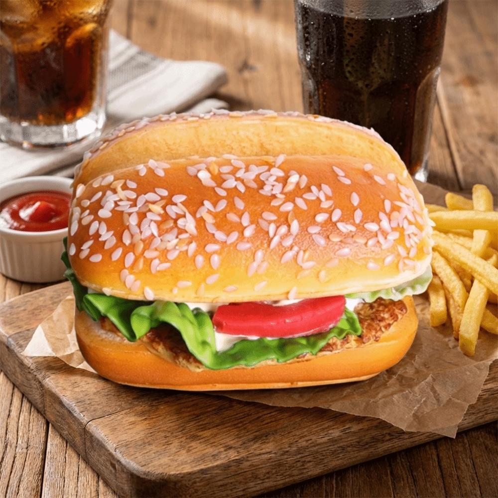 Soft PU Beef Burger Model Realistic Fake Bread Party Decoration Food Simulation Model DIY Display