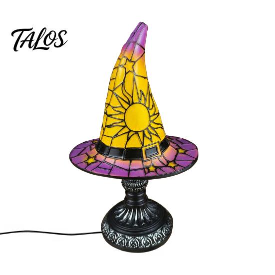 Лампа-шляпа ведьмы из витражного стекла Talos, Настольная лампа с inline-переключателем, Питание от USB, Стиль Хэллоуин, для Спальни, Книжной полки, Стола, Подарок в готическом стиле, Декор для ведьм