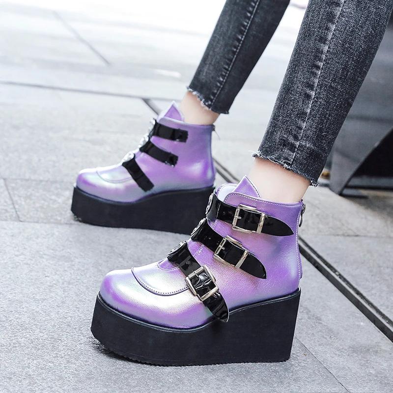 European American Street Women's Shoes 2024 New Ankle Boots Casual Slope Heel Thick Sole Design Versatile Women's Shoes