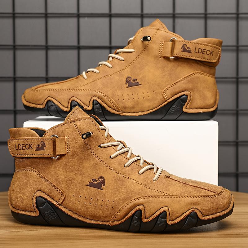 Итальянские замшевые ботинки ручной работы с застежкой, высокие плюшевые утепленные мужские повседневные туфли, хлопковая обувь, кожаные сапоги с носком, мужская зимняя обувь