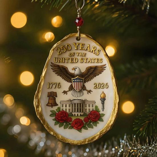 250 Years of United States Oyster Ornament Patriotic US 250th Anniversary Hanging Oyster Shell Decoration Christmas Holiday Party Pendant