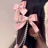 Заколки Утиный Клюв Шпильки Принцесса Челка Жемчужная BB Заколка Аксессуары для Волос Жемчужная Цепочка Двусторонний Зажим Заколка-Бант