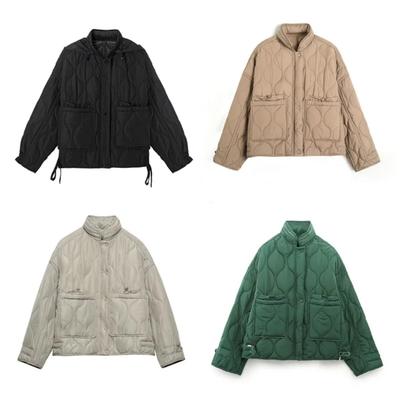 Одежда с хлопковой подкладкой, женские короткие парки на осень-зиму, стеганая куртка, свободного покроя, пальто на шнурке, легкое, тонкое, теплое пальто