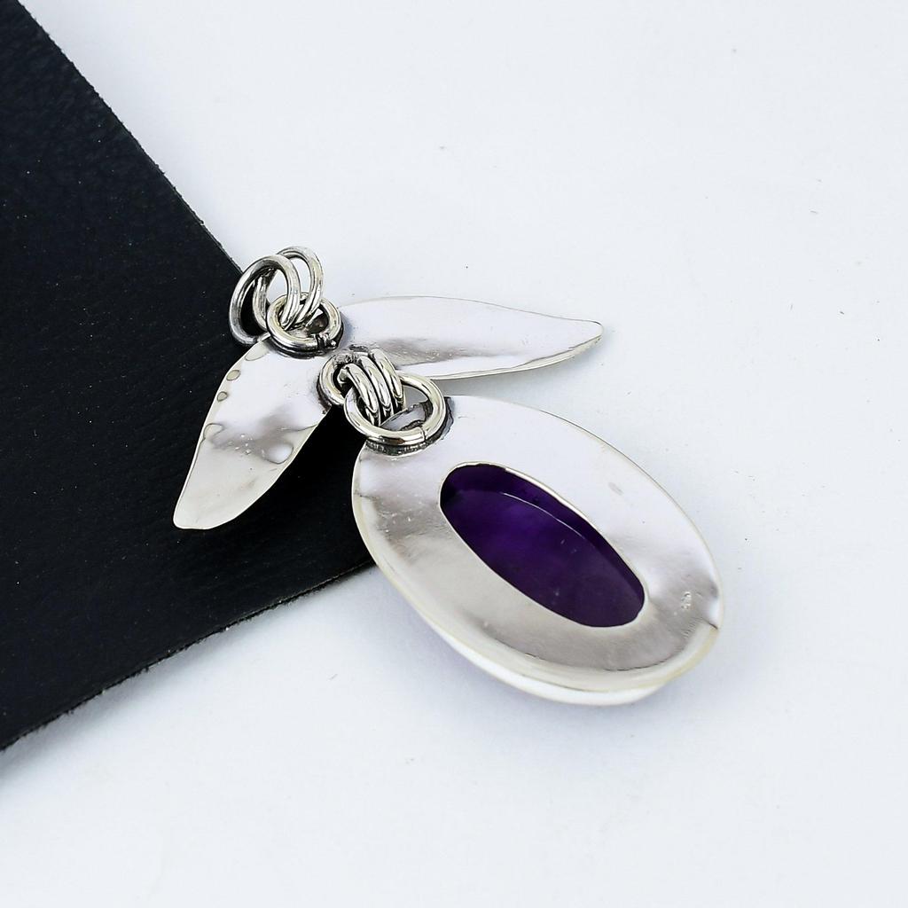 Natural Amethyst Gemstone Silver Pendant In 925 Sterling Silver- Handmade Design, Everyday Wear Jewelry, Unique Pendant Wadding Gifts
