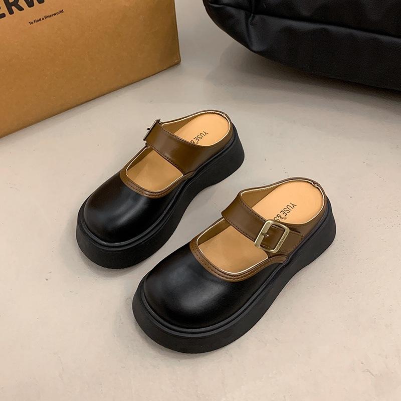 Thick-soled Bag Head Half Slippers Women's 2025 New Outer Wear Spring Versatile Foreign Style Design Sense Fashion One-pedal Women's Shoes