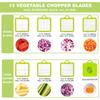 22-in-1 Manual Vegetable Chopper, Stainless Steel/ABS, with Handle, Green/Gray, Kitchen Gadget