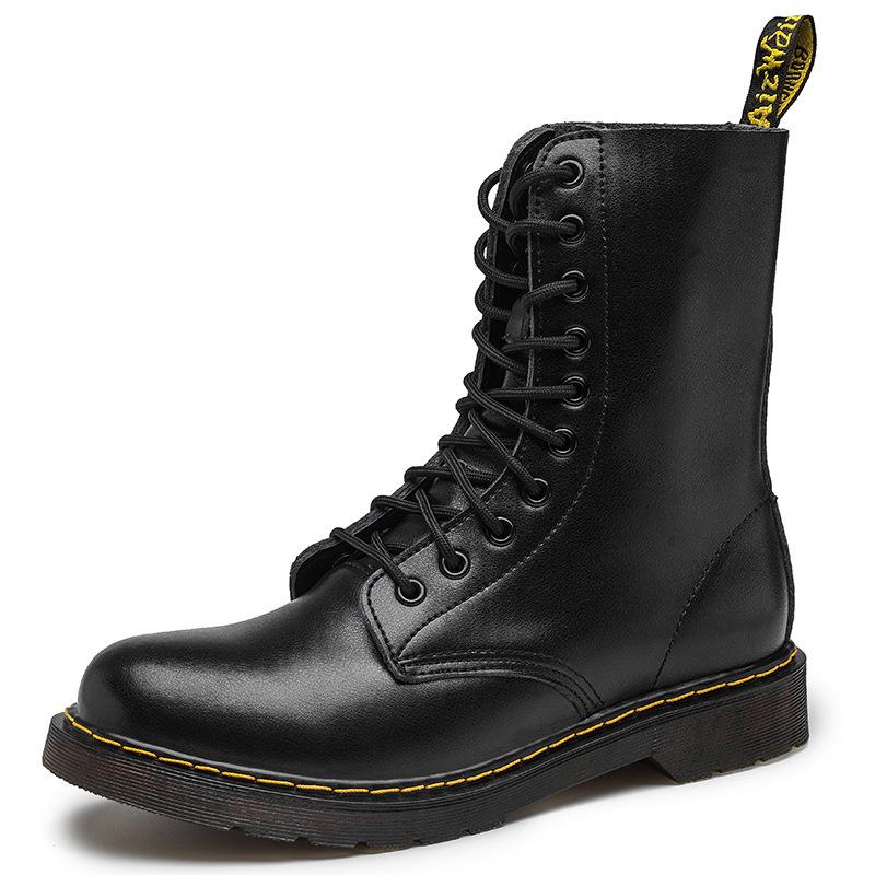 1490 Британский стиль, короткие кожаные ботинки большого размера для пары, с 10 отверстиями, с круглым носком, для мотоциклистов, для мужчин и женщин.