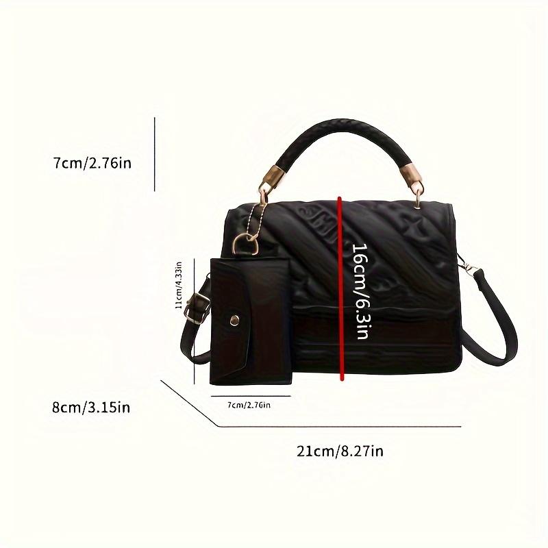 1 шт. Модный стеганый женский handbag с регулируемым ремнем, стильная черная сумка через плечо для женщин с мини-кошельком для монет, кросс-боди сумка