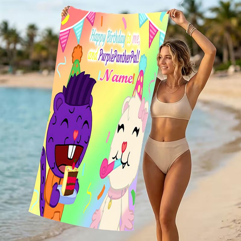 Customizable personalized beach towels Happy Tree Friends themed designs.Suitable for the beach, yoga, sports;ideal as beach accessories