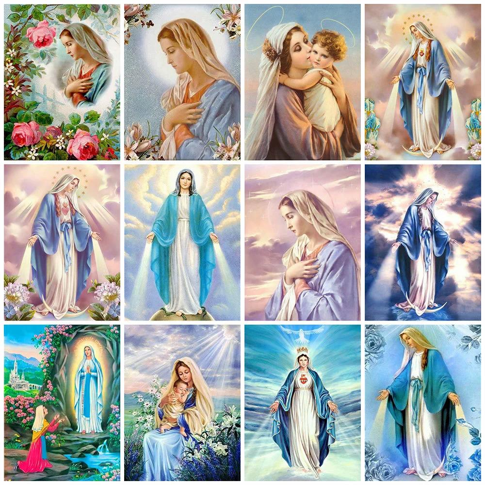 DIY Diamond Painting The Virgin Mary Cross Stitch Kit Mosaic Art Diamond Painting Full Circle Diamond Home Decoration