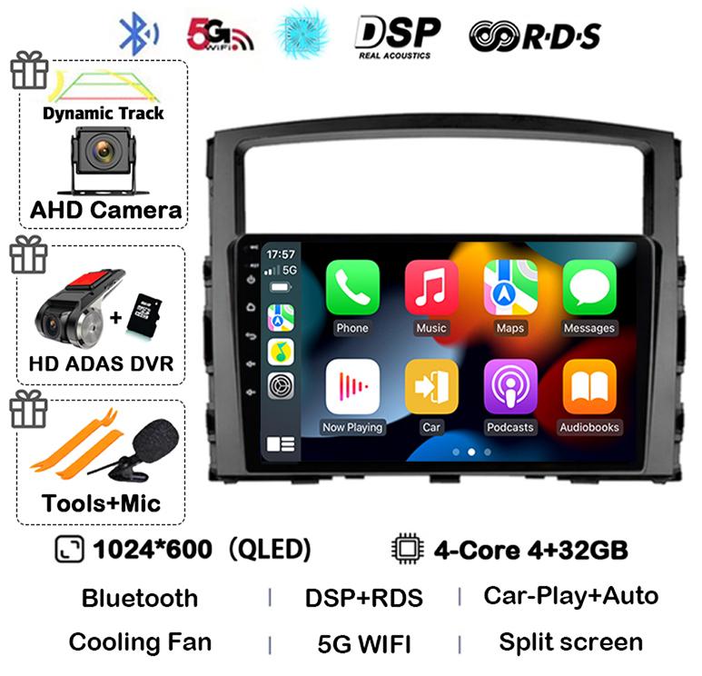 Android 14 Carplay Auto для Mitsubishi Pajero 4 V80 V90 2006 2007 2008 2009 - 2014 Автомобильный Радио Мультимедиа Видео Плеер GPS Стерео