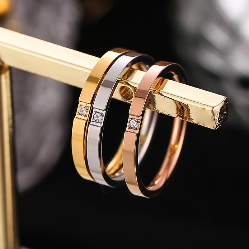 Simple Korean Style Titanium Steel Couple Rings, Pair of Rings, Thin Temperament and Trendy Jewelry