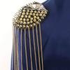 Cool Club Tassel Chain Epaulette Pin Jacket Vintage Brooch  Western-style Clothes