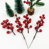 Red Berry Christmas Foam Decor: 12-Head Forked Branch with Wire for Holiday Decorations