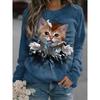 Women's Animal Cat Graphic Sweatshirts 3D Prints O-Neck Long Sleeve Tops Women's Apparel Streetwears Fall Pullover