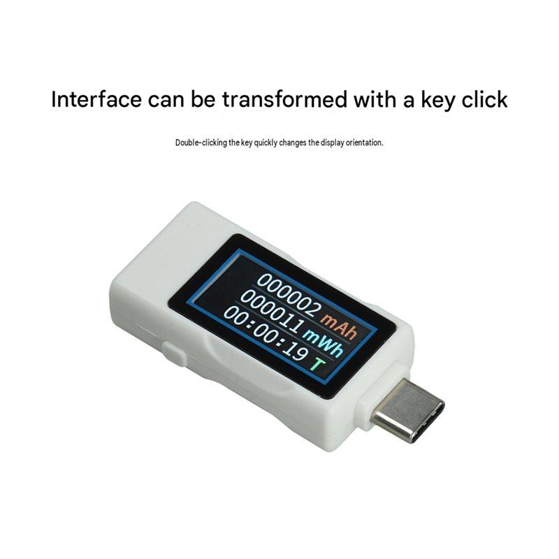 J1UL1N Ammeter Voltmeter DC4-30V Type-C Tester TFT Digital Power Capacity Meter Bidirectional Current Measurement