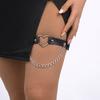 Thigh Ring Black Faux Leather Strap Link Chain Gothic Punk Sexy Gift Elastic Love Heart Charm Leg Garter Belt Body Jewelry