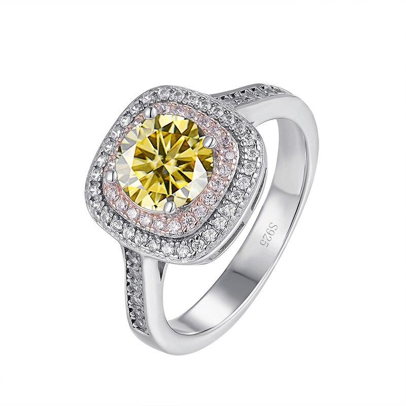 BagueRingen 1 Carat Moissanite Diamond Ring For Engagement Wedding Women's S925 Sterling Silver Jewelry Square Shaped Design Gift