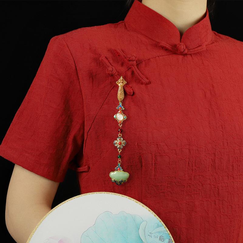 Женский китайский стиль Cheongsam Qipao лацкан подвеска кисточка кулон винтажная брошь элегантный стиль ханьфу аксессуары