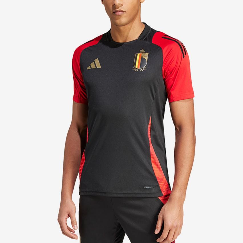 adidas Бельгия 2024 Тренировочный Пуловер Color Block Простой Влагоотводящий С Круглым Вырезом Реплика Короткий Рукав Футбольная Рубашка Мужская Топы IQ0754