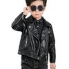 Spring Autumn Winter Children's Clothing Boys Leather Jacket Lapel Middle and Small Kid's Motorcycle Tops