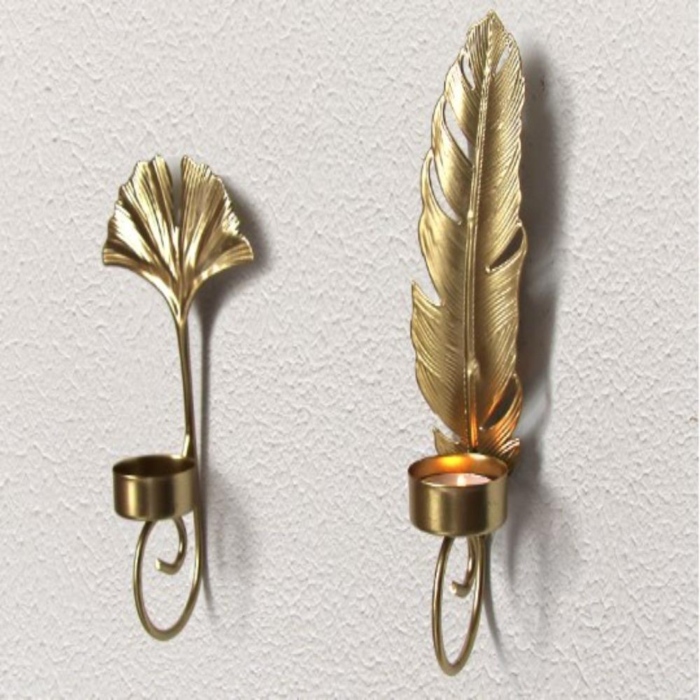Металлический подсвечник в скандинавском стиле, золотой подсвечник в виде листа, изысканный подсвечник, подставка для свечи