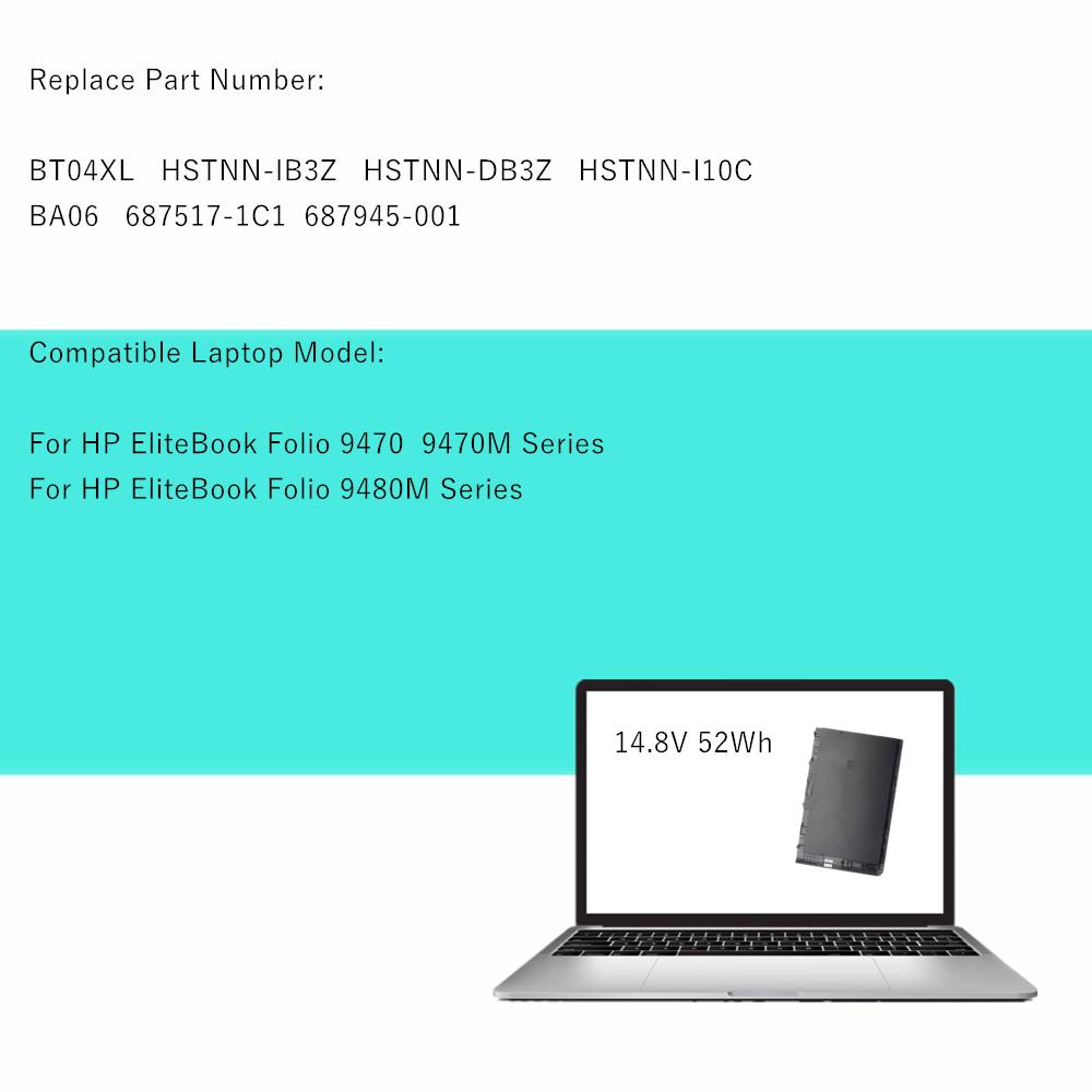 Новый аккумулятор для ноутбука HP EliteBook Folio 9470 9470M 9480M BT04XL HSTNN-IB3Z HSTNN-DB3Z HSTNN-I10C BA06