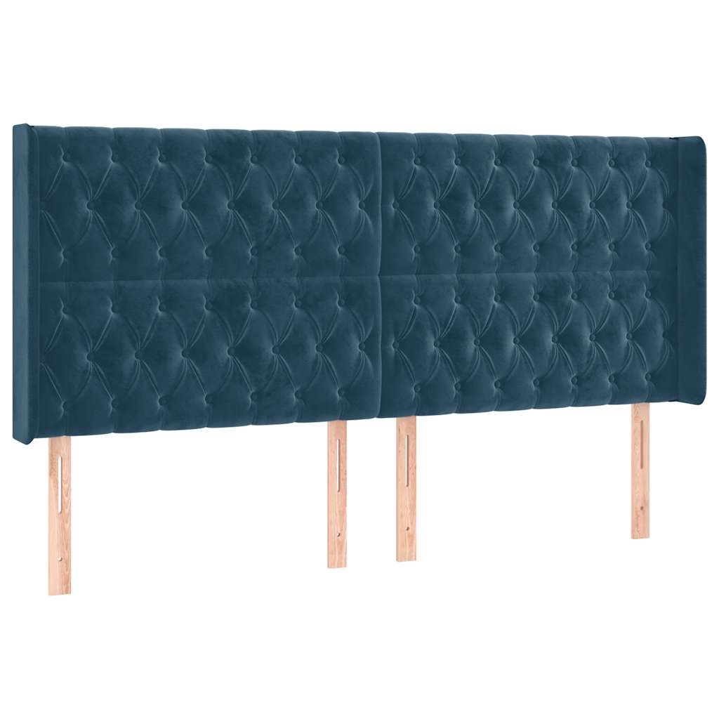 Vidaxl Zagłówek Uszak, Ciemnoniebieski, 203X16X118/128 Cm, Aksamit