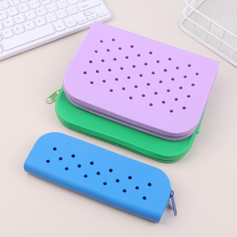 Soft Silicone Pencil Case Zipper Pouch Waterproof Lightweight Storage Bag for Kids School Office Writing Tools