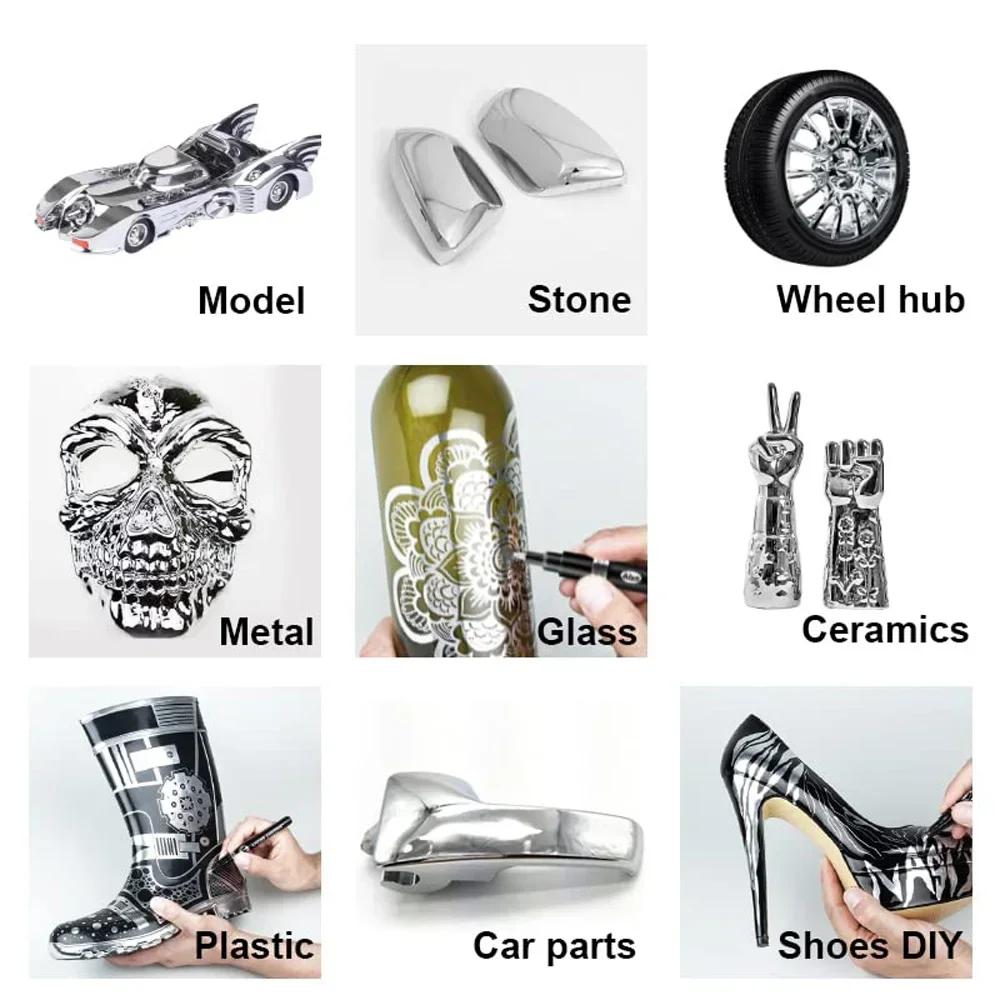 5/1 шт., хромированная ручка-маркер, зеркало, водонепроницаемая краска для ремонта камня, керамики, стекла, металла, золота/серебра, наконечник 2 мм