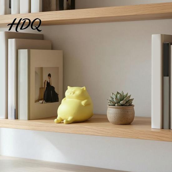 Пластиковая фигурка кошки из PLA, 3D-печать, толстая фигурка, милая ленивая статуэтка, минималистичный настольный декор для офисного стола и полки, декоративные элементы