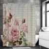 Розовая Роза Цветочная Шторка для Душа, Декоративная Шторка для Душа для Ванной, Водонепроницаемая Шторка для Душа с Крючками