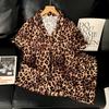 Premium Light Luxury Leopard Print Short-Sleeved Ice Silk Pajamas Women Can Wear Loungewear In Summer