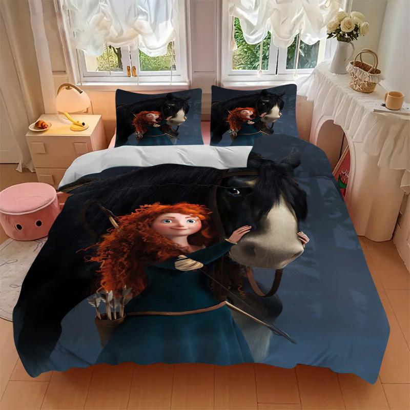 3pcs Merida's Brave Adventure Bedding Set, Including 1 Quilt Cover and 2 Pillow Shams, Without Filling, Soft and Comfortable Home Bedroom Fabric,