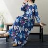 DIMANAF 2024 Новое женское осеннее платье больших размеров с цветочным принтом Длинное платье с длинным рукавом и круглым вырезом Винтажная одежда