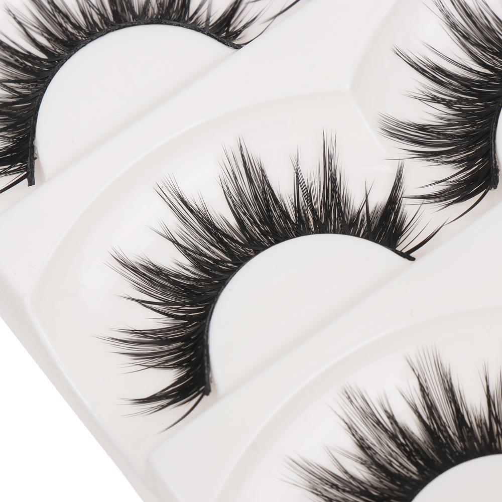 5 Pairs Long Cross Soft Natural Handmade Black Eye Lashes Extension False  Eyelashes