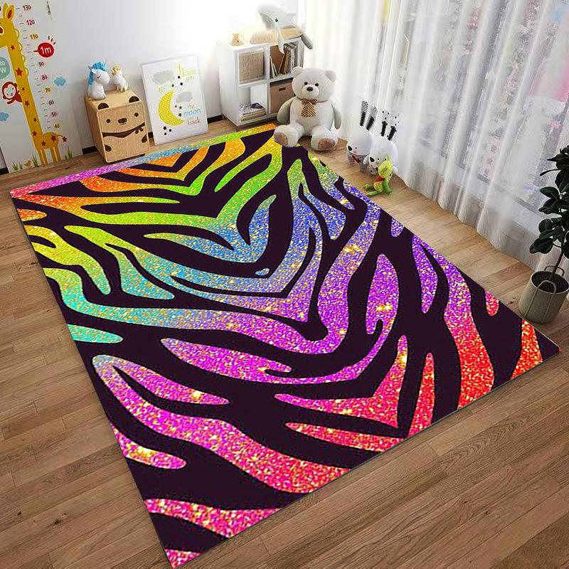 Bright Neon Zebra Stripe carpet Non-slip rug suitable for living room and bedroom sofas