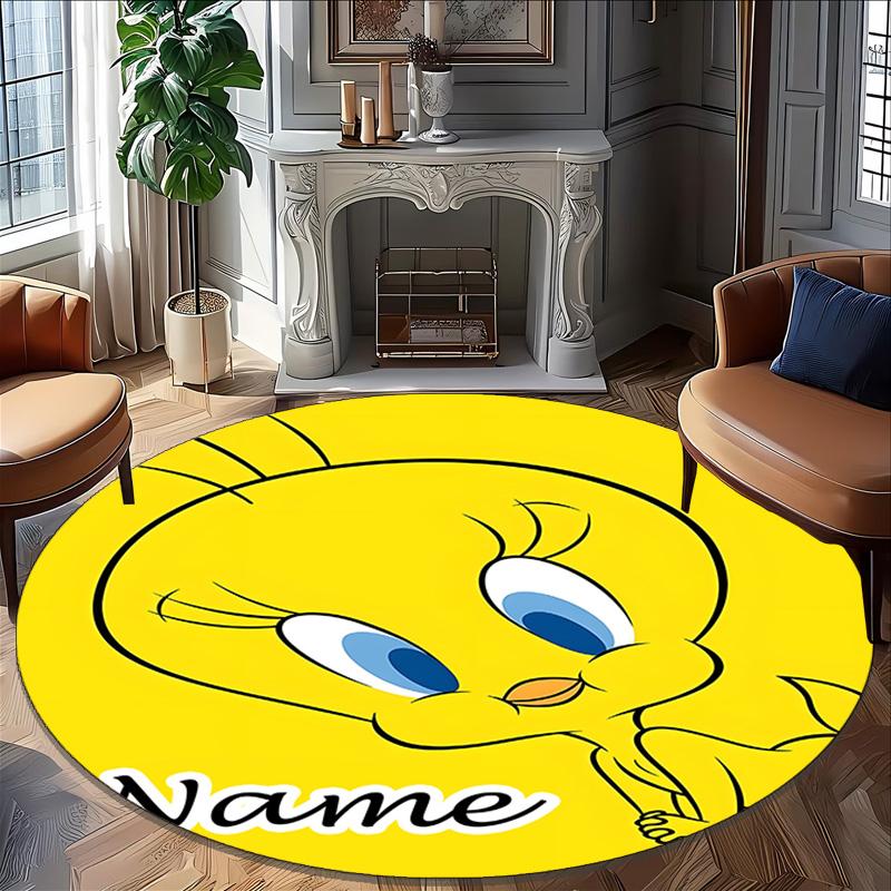Customizable T-Tweety1 Round Non-Slip Carpet - Ideal for Garden, Picnic, Office, Perfect for Decoration, Suitable For All Seasons